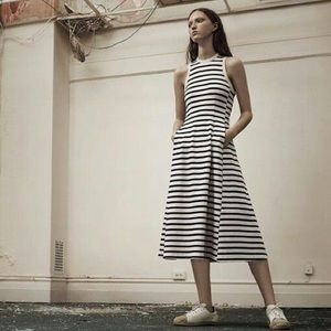 T By Alexander Wang Striped A-line Racerback Midi Dress Sz L